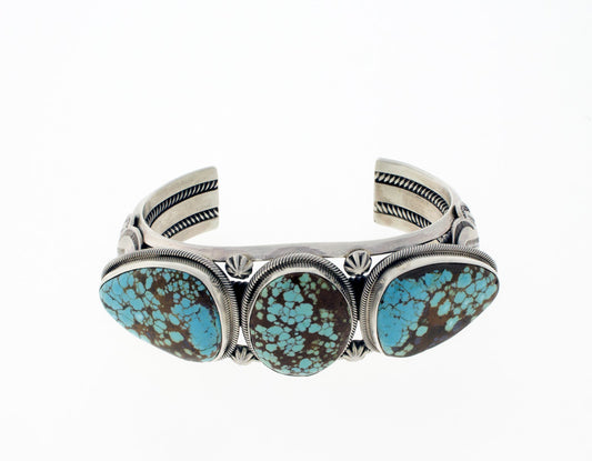 High Grade China Web Turquoise 3-Stone Row Bracelet