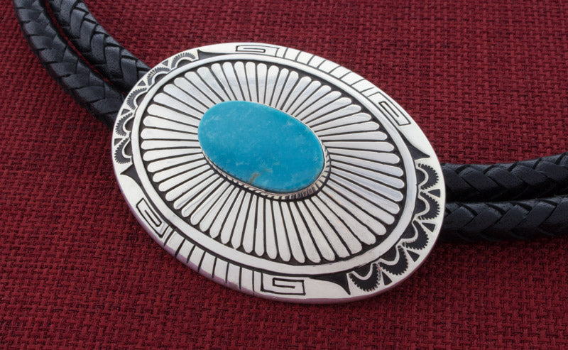 Kingman Turquoise Bolo Tie And Matching Belt Buckle Set