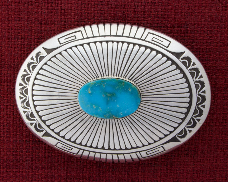 Kingman Turquoise Bolo Tie And Matching Belt Buckle Set