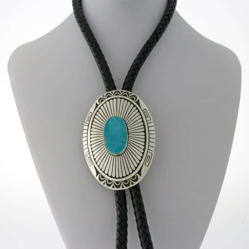 Kingman Turquoise Bolo Tie And Matching Belt Buckle Set