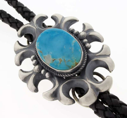 Natural Royston Turquoise Sandcast Bolo Tie