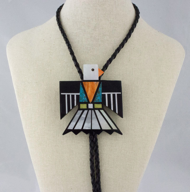 Multi-Color Inlay Thunderbird Bolo Tie