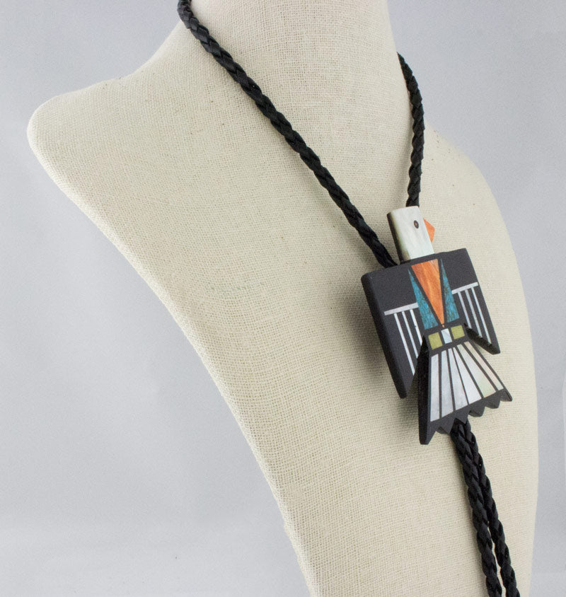 Multi-Color Inlay Thunderbird Bolo Tie