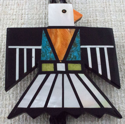 Multi-Color Inlay Thunderbird Bolo Tie