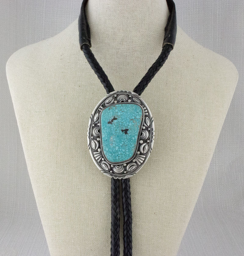 Natural Birdseye Kingman Turquoise Bolo Tie