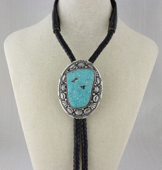 Natural Birdseye Kingman Turquoise Bolo Tie