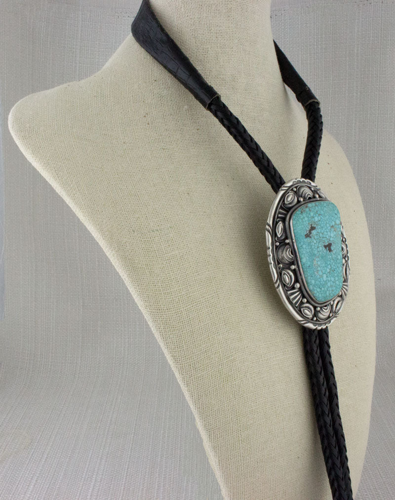 Natural Birdseye Kingman Turquoise Bolo Tie