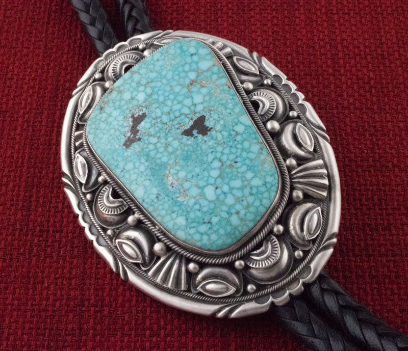 Natural Birdseye Kingman Turquoise Bolo Tie