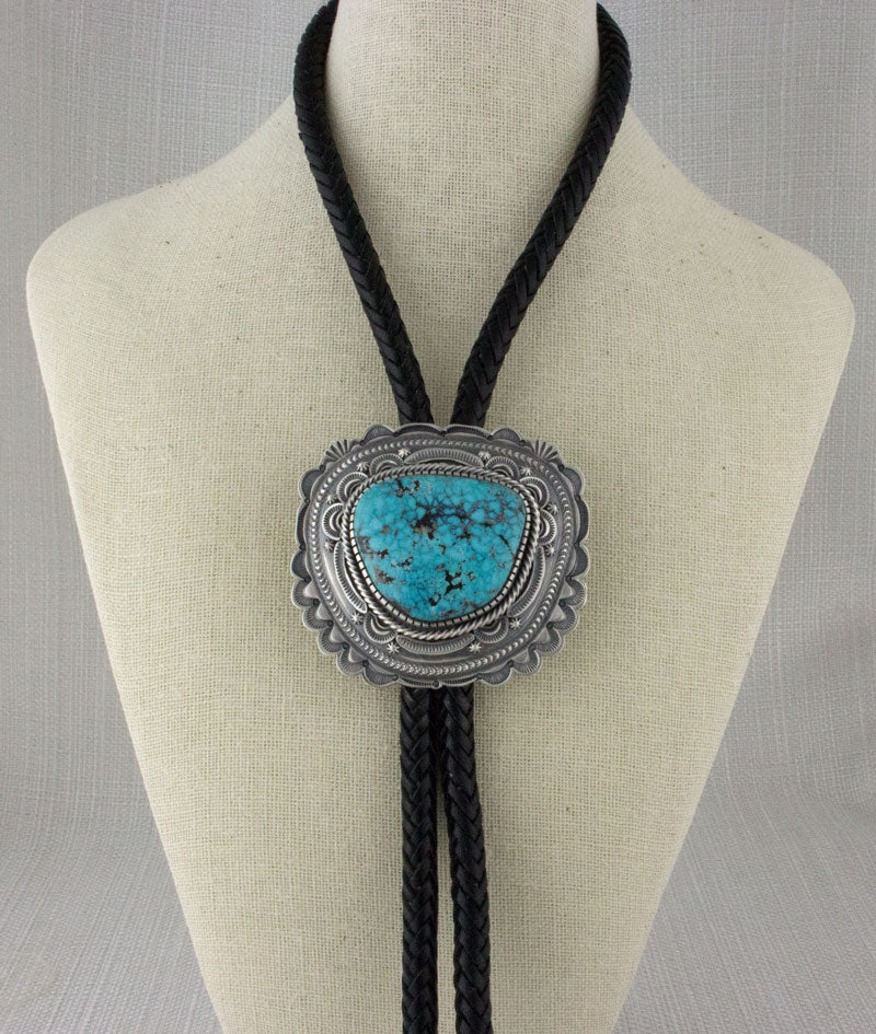 Natural Kingman Web Turquoise Bolo Tie