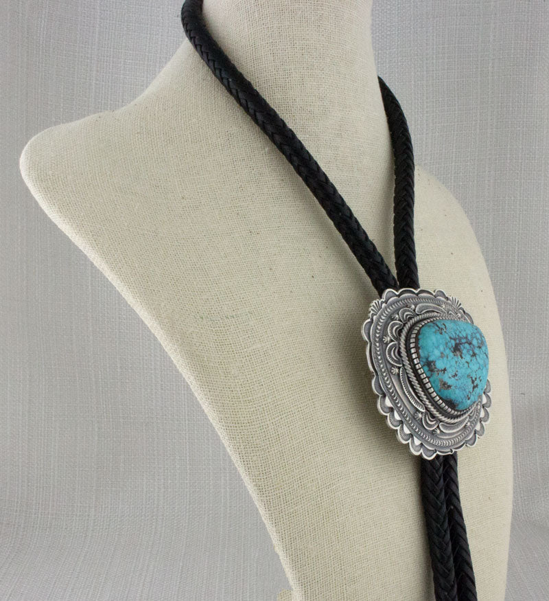 Natural Kingman Web Turquoise Bolo Tie