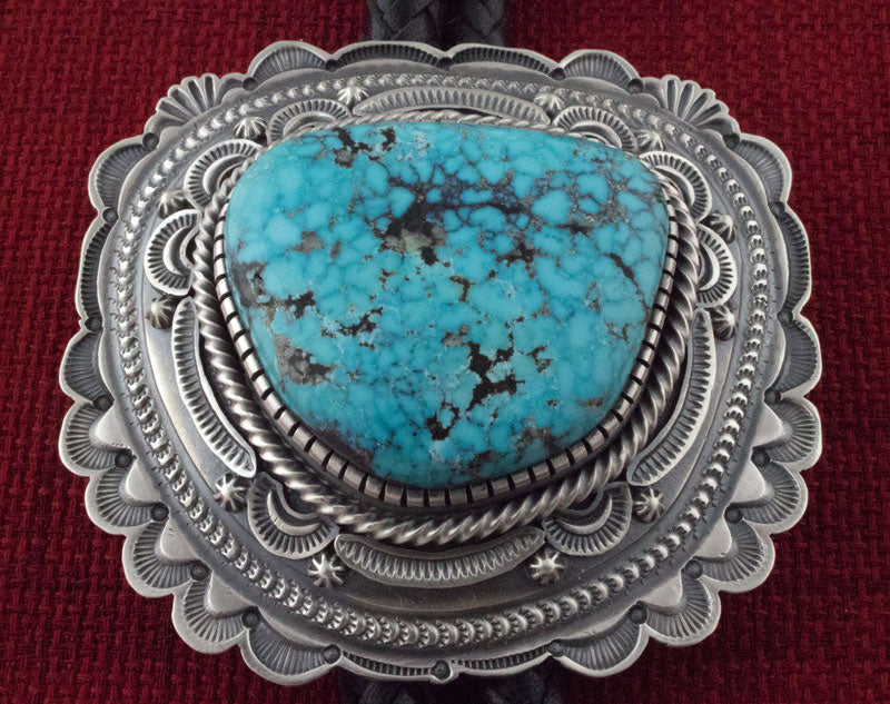 Natural Kingman Web Turquoise Bolo Tie