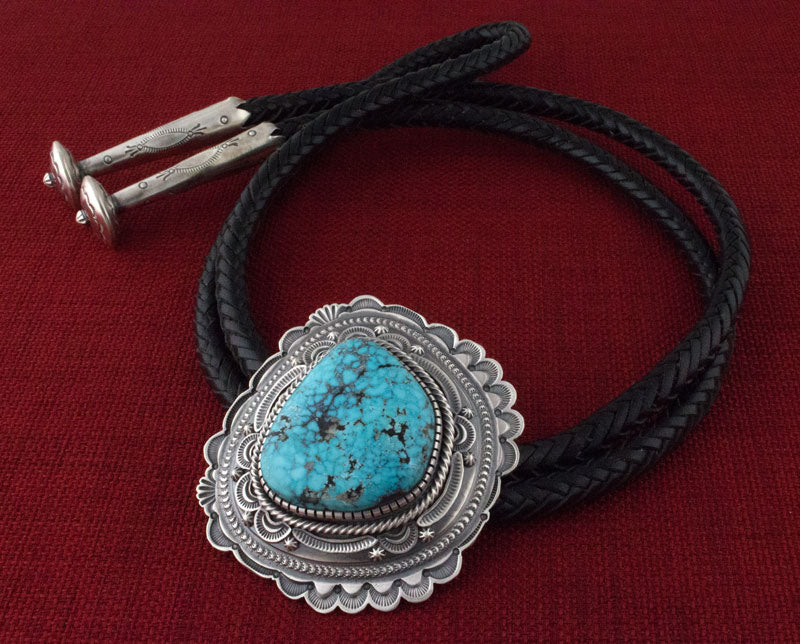 Natural Kingman Web Turquoise Bolo Tie