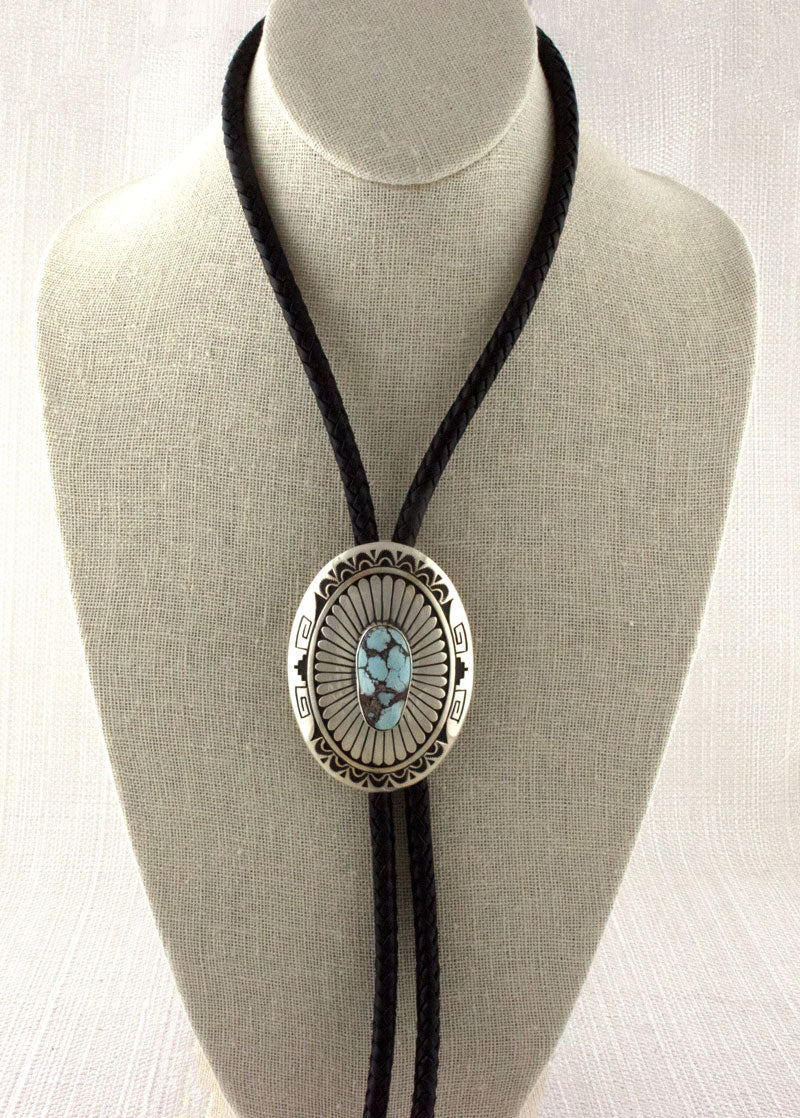 Natural Golden Hill Turquoise Overlay Bolo Tie