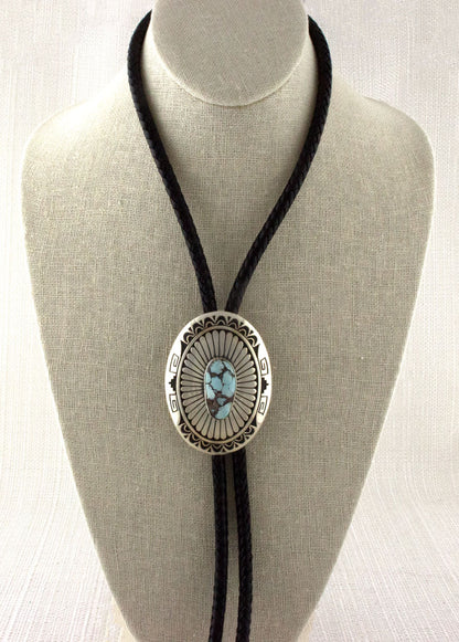 Natural Golden Hill Turquoise Overlay Bolo Tie