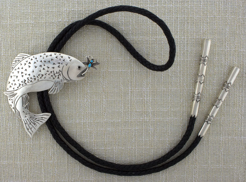 Trout With Dragonfly Bolo Tie