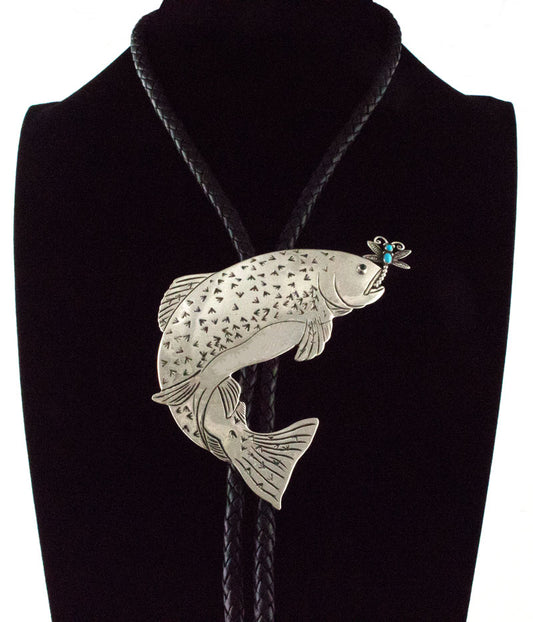 Trout With Dragonfly Bolo Tie