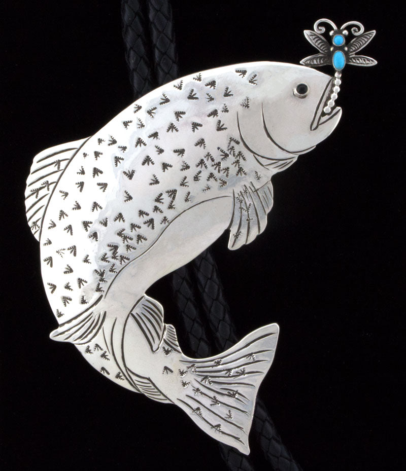 Trout With Dragonfly Bolo Tie