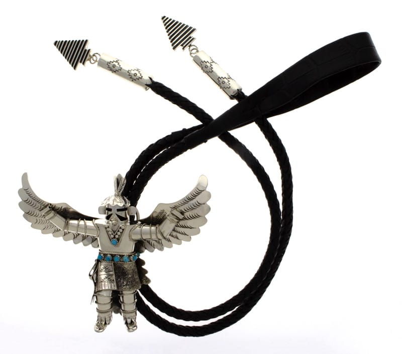 Bolo Tie Kachina Danzatore Aquila Con Turchese Kingman