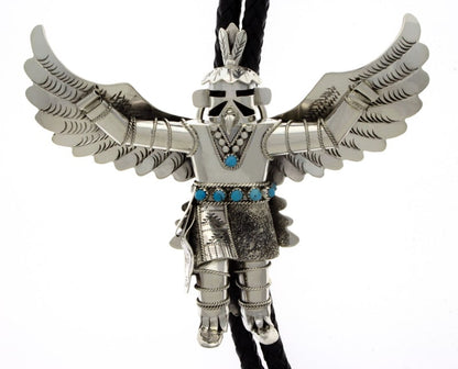 Bolo Tie Kachina Danzatore Aquila Con Turchese Kingman