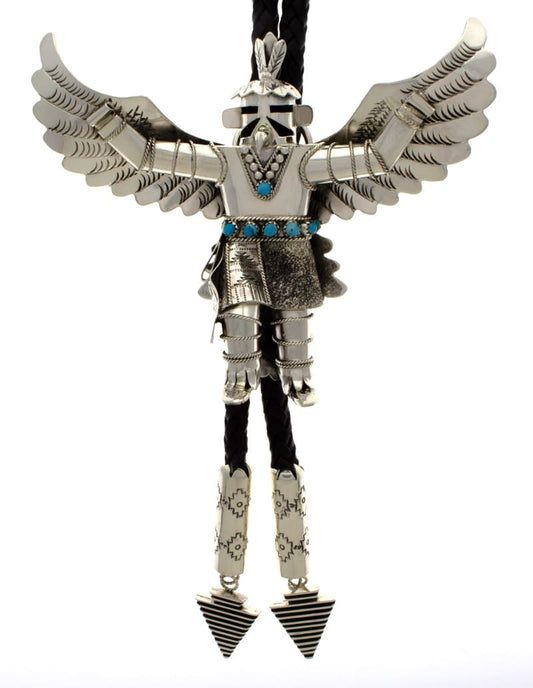 Eagle Dancer Kachina Bolo Tie With Kingman Turquoise