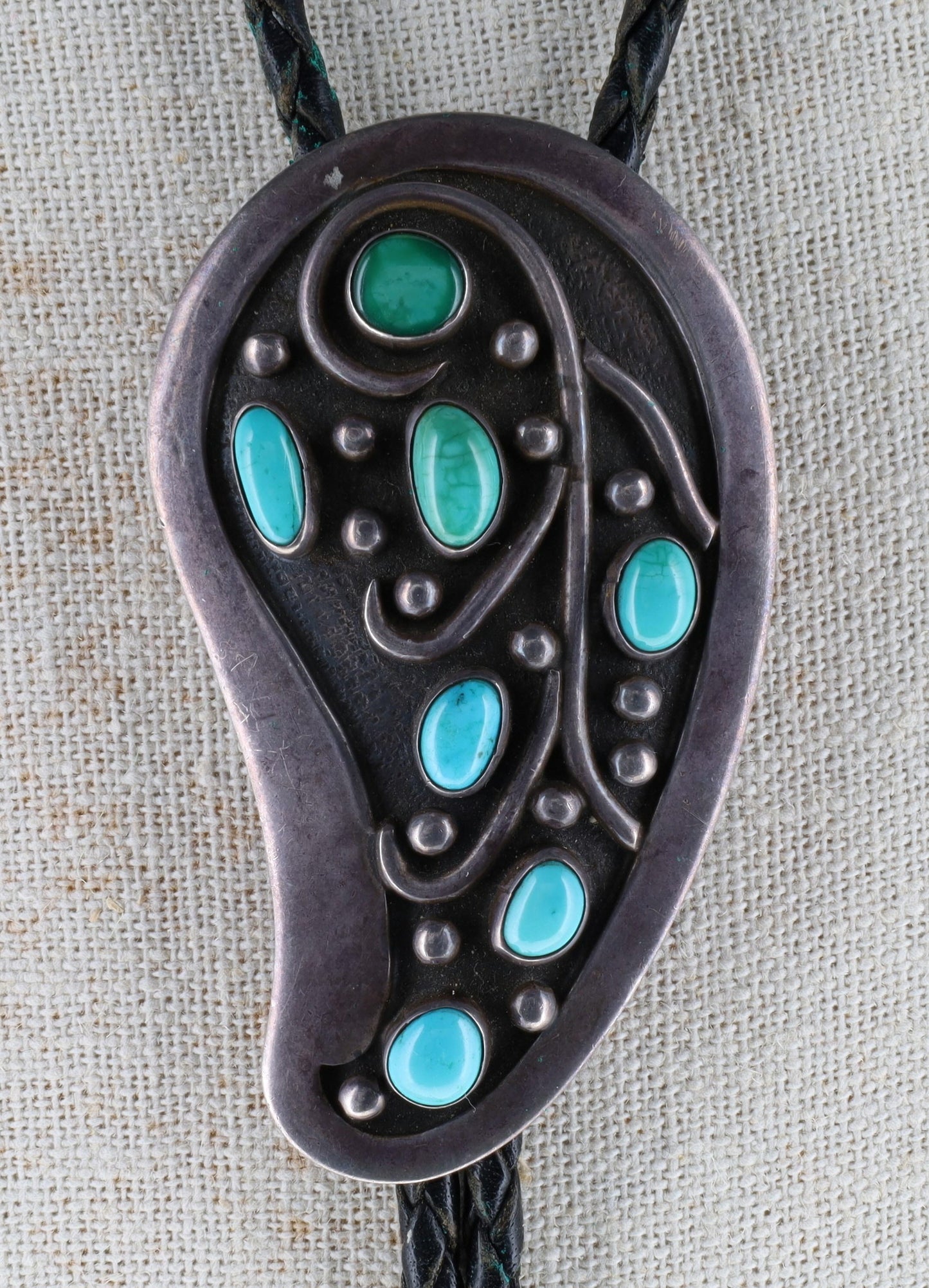 Vintage 7-Turquoise Stone Bolo Tie