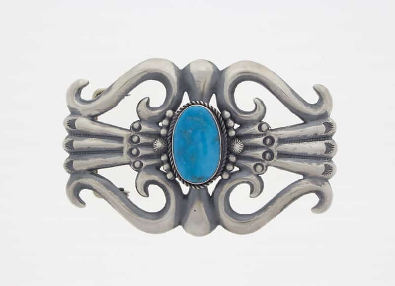 Sandcast Kingman Turquoise Belt Buckle By Harrison Bitsue