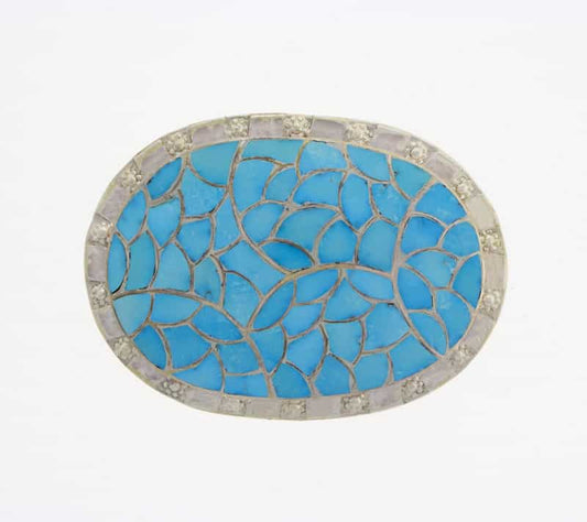 Kingman Turquoise Inlay Belt Buckle