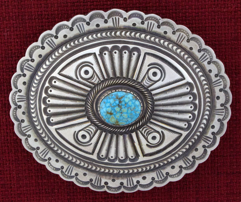 Natural Birdseye Kingman Turquoise Belt Buckle