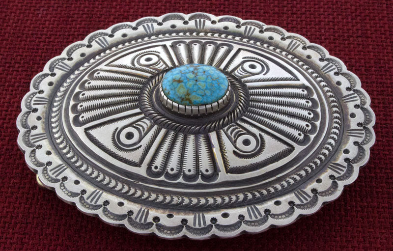 Natural Birdseye Kingman Turquoise Belt Buckle