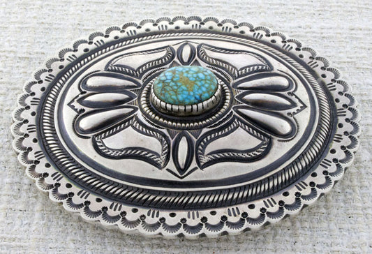 Natural Birdseye Kingman Turquoise Belt Buckle