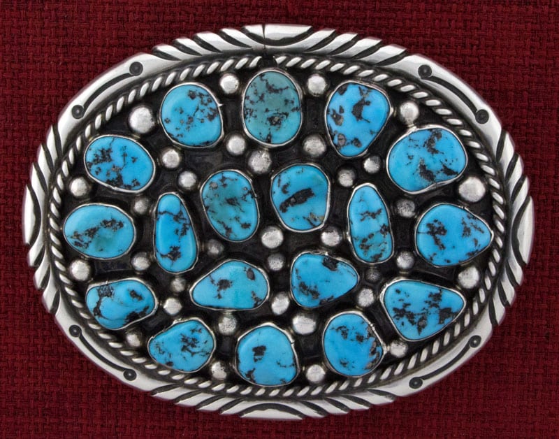 ***VINTAGE Natural Kingman Turquoise Cluster Belt Buckle