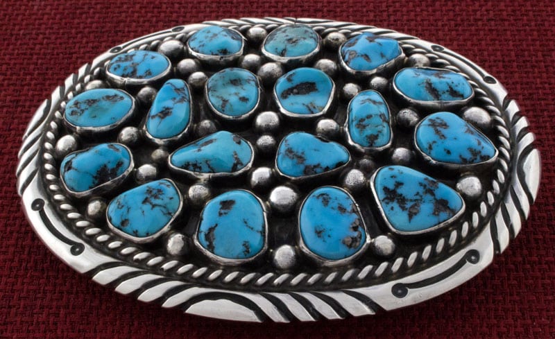 ***VINTAGE Natural Kingman Turquoise Cluster Belt Buckle