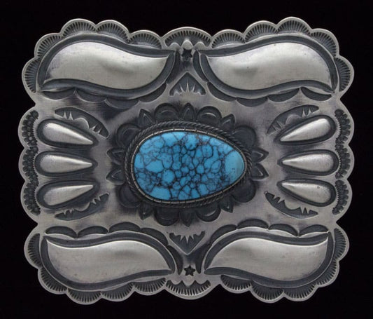 Natural Birdseye Kingman Turquoise Belt Buckle