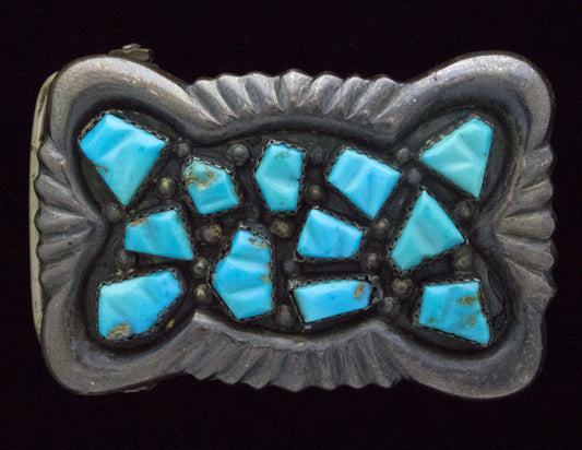 ***VINTAGE Natural Turquoise Cluster Belt Buckle