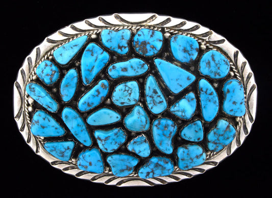 ***VINTAGE Natural Free-Form Sleeping Beauty Turquoise Cluster Belt Buckle