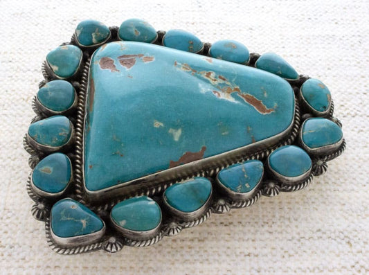 High Grade Natural Free-Form Fox Turquoise Belt Buckle