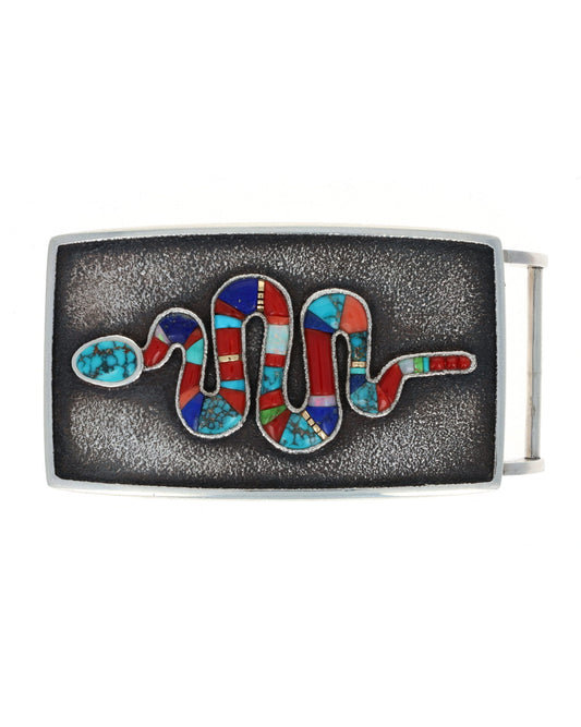 Tufa Cast Multi-Color Raised Cobblestone Inlay Snake Belt Buckle