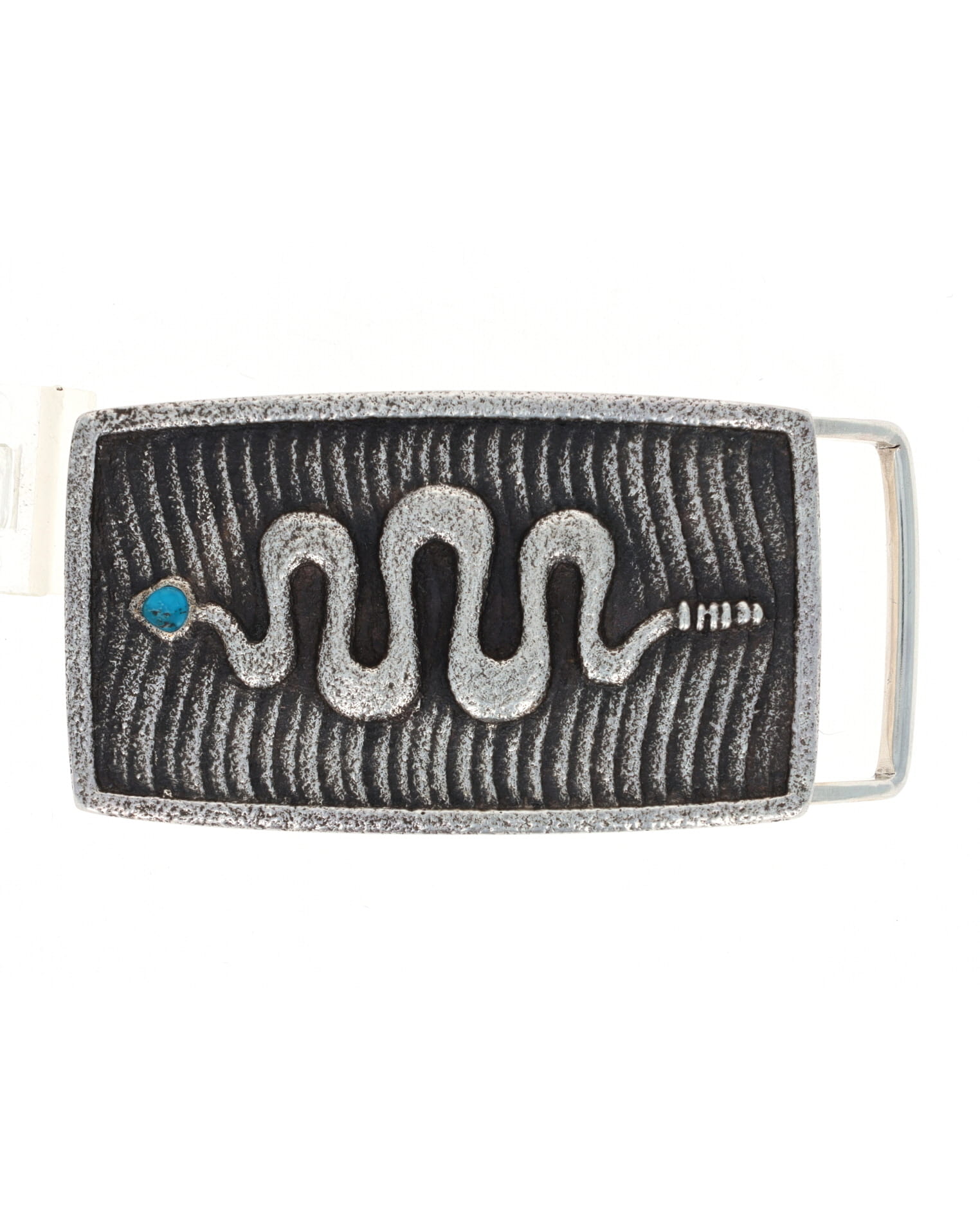 Cuttlefish Cast Snake Belt Buckle With A Natural Lone Mountain Turquoise Stone