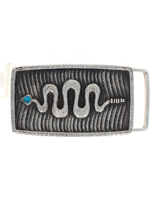 Boucle de ceinture en forme de seiche avec une pierre naturelle de turquoise Lone Mountain