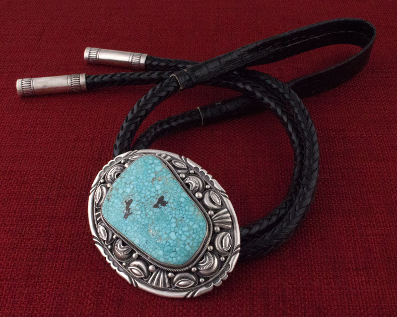 Natural Birdseye Kingman Turquoise Bolo Tie