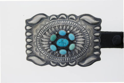 Kingman Turquoise Cluster Concho Belt