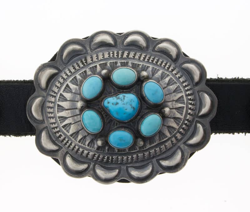 Kingman Turquoise Cluster Concho Belt