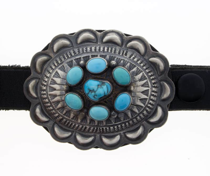 Kingman Turquoise Cluster Concho Belt