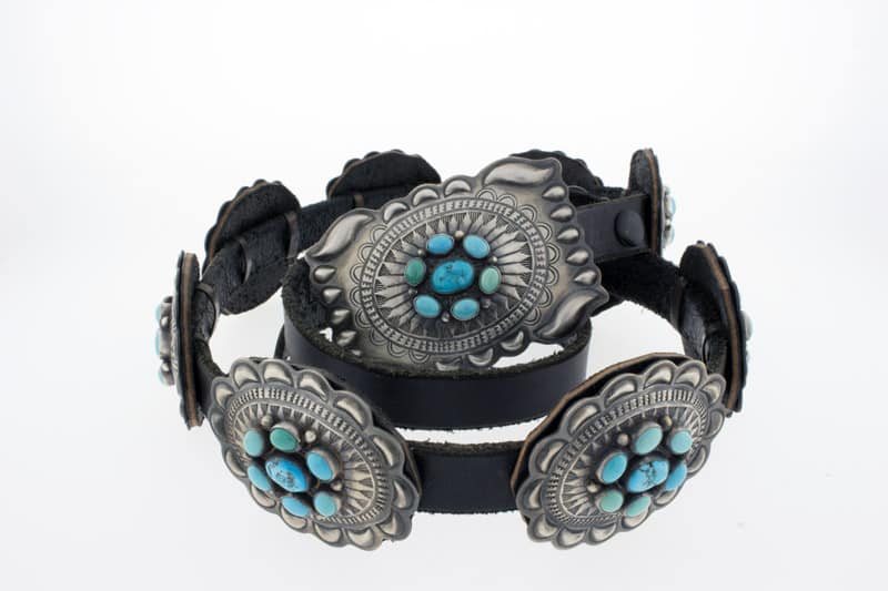 Kingman Turquoise Cluster Concho Belt