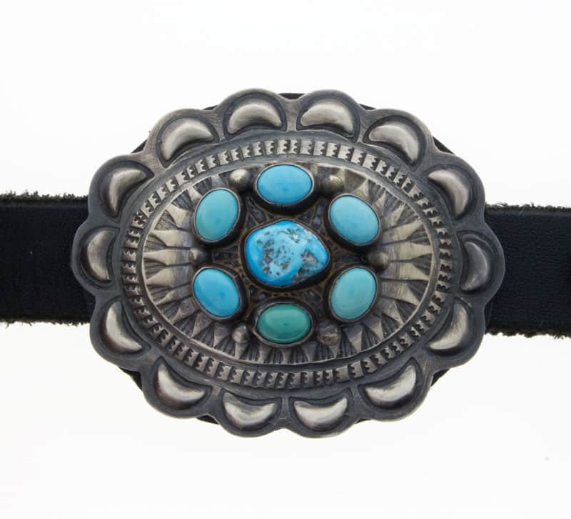 Kingman Turquoise Cluster Concho Belt