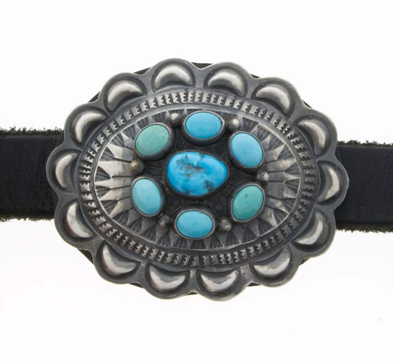 Kingman Turquoise Cluster Concho Belt