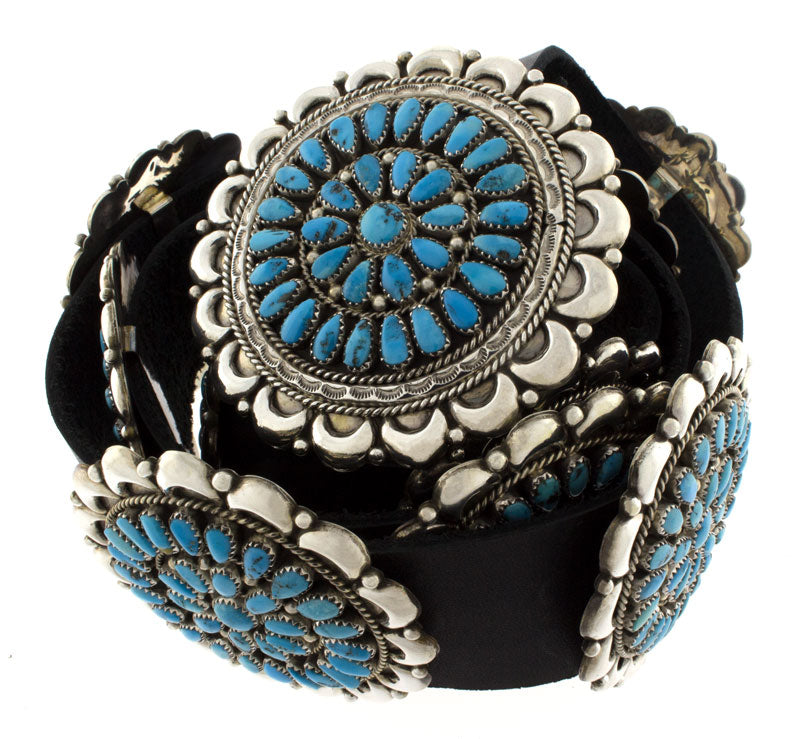 Natural Sleeping Beauty Turquoise Cluster Concho Belt