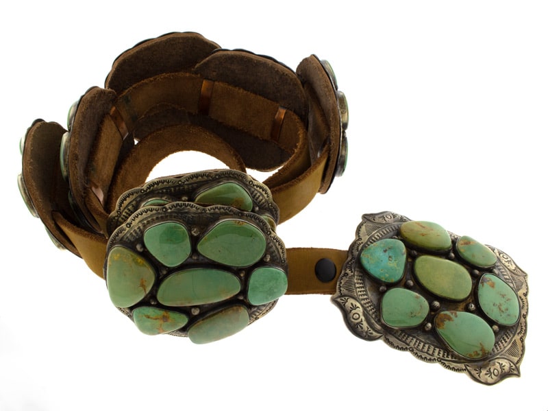 Turquoise Mountain Turquoise Cluster Concho Belt