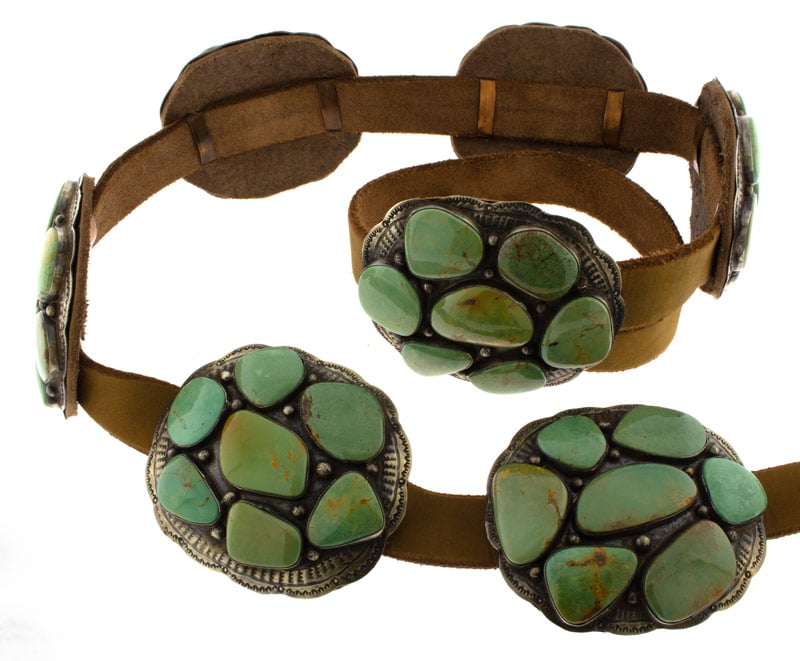 Turquoise Mountain Turquoise Cluster Concho Belt