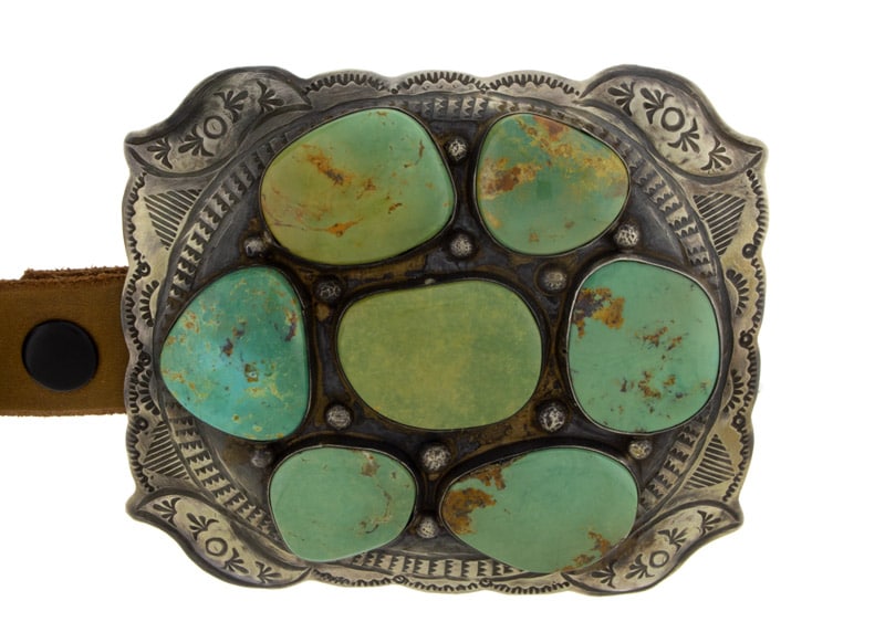 Turquoise Mountain Turquoise Cluster Concho Belt